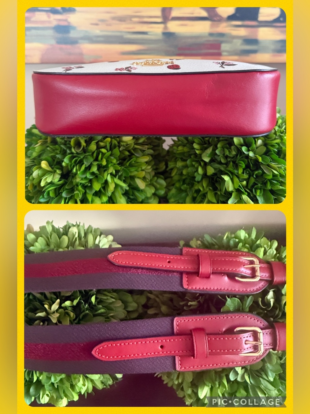 COACH C7973 🐞Ladybug Floral Print🐞 JES BAGUETTE CROSSBODY BAG 🌟EUC🌟 - Picture 12 of 17
